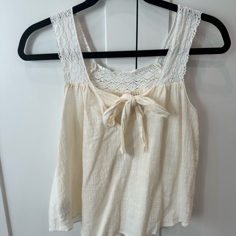 Madewell Cream Crochet Strap Top with Bow Back - Picture 5 of 6